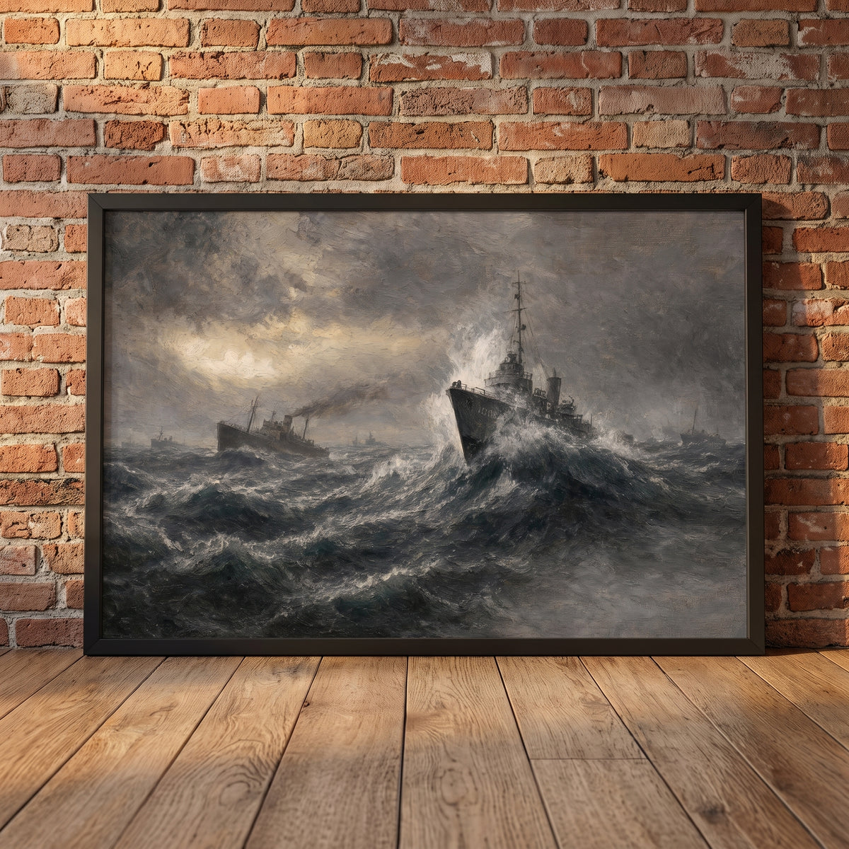 North Atlantic Convoy framed print leaning against a wall