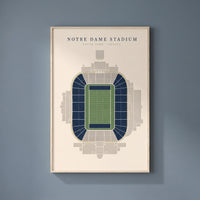 Notre Dame Stadium framed print on a plain wall