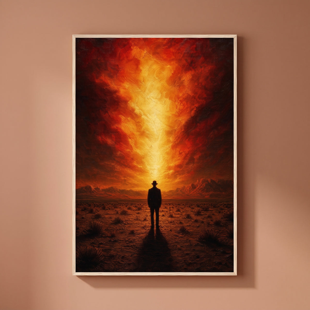 Now I Have Become Death framed print on a plain wall