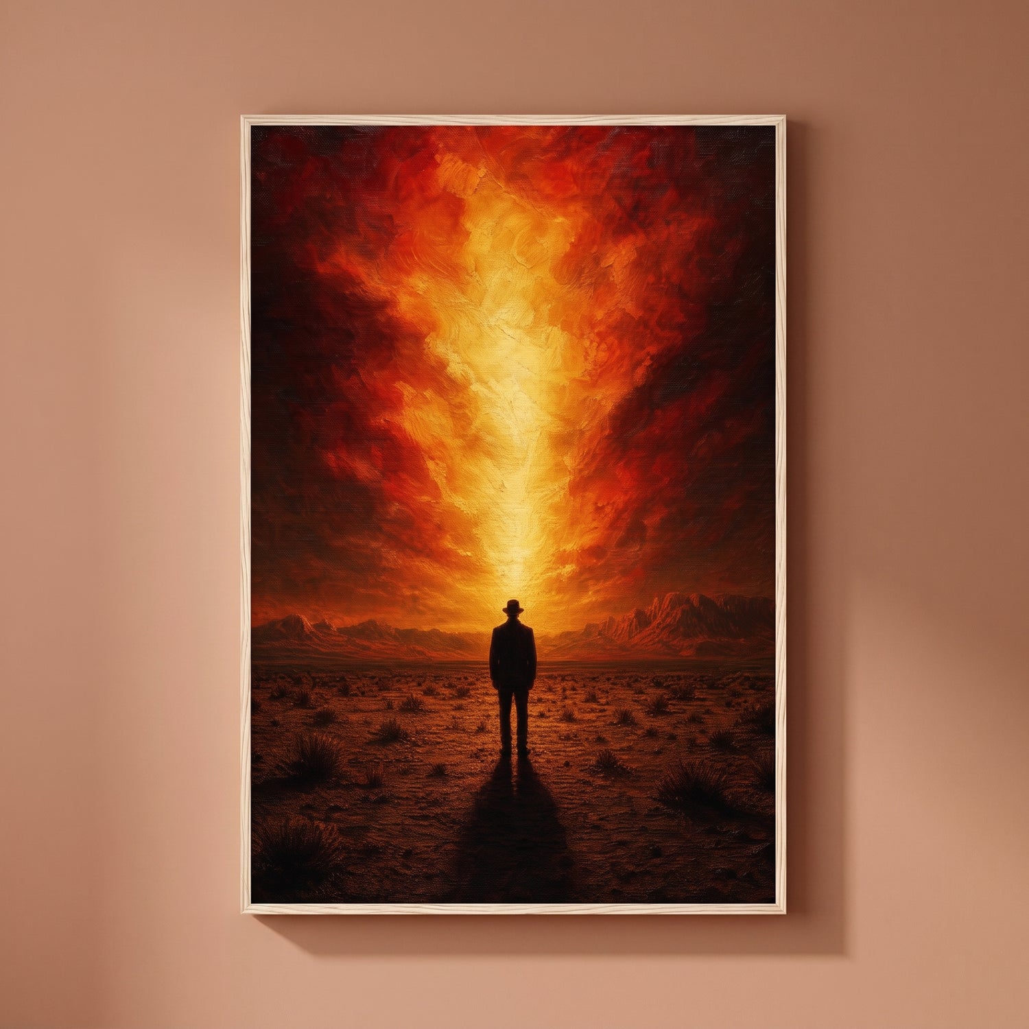 Now I Have Become Death framed print on a plain wall
