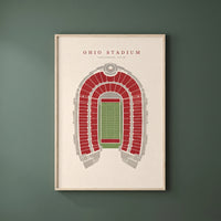 Ohio Stadium framed print on a plain wall