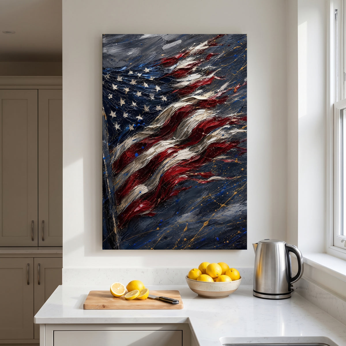 Old Glory canvas print hanging in a home interior