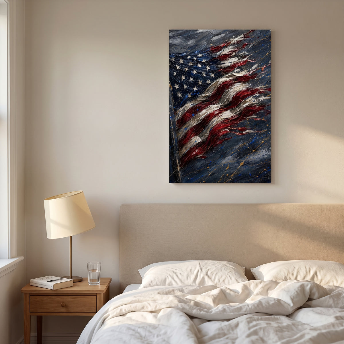 Old Glory canvas print hanging in a home interior