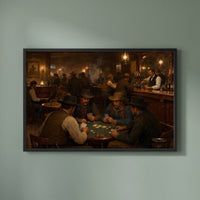 Old West Saloon Poker framed print on a plain wall