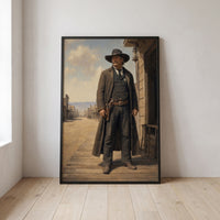Old West Sheriff framed print leaning against a wall