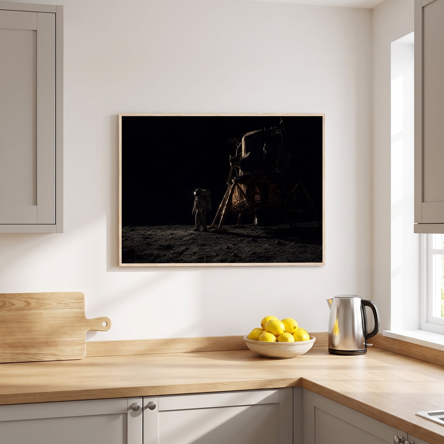 One Small Step framed print hanging in a home interior