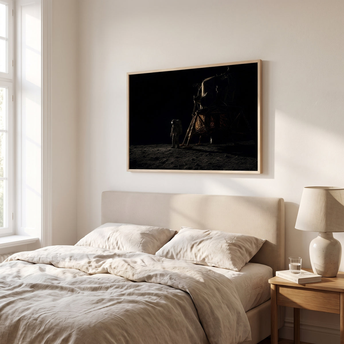 One Small Step framed print hanging in a home interior