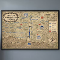Operation Market Garden — Map framed print on a plain wall
