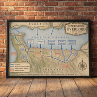 Operation Overlord — Map framed print leaning against a wall