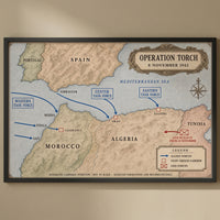 Operation Torch — Map framed print on a plain wall