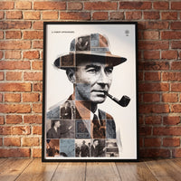 J. Robert Oppenheimer — Destroyer of Worlds framed print leaning against a wall