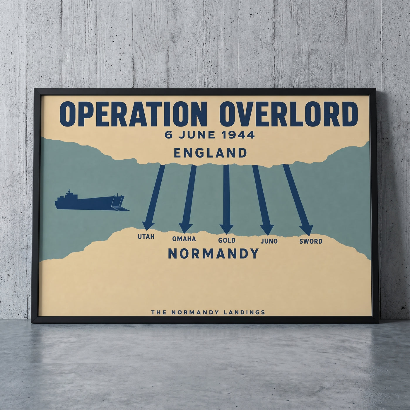 Overlord — Minimalist framed print leaning against a wall