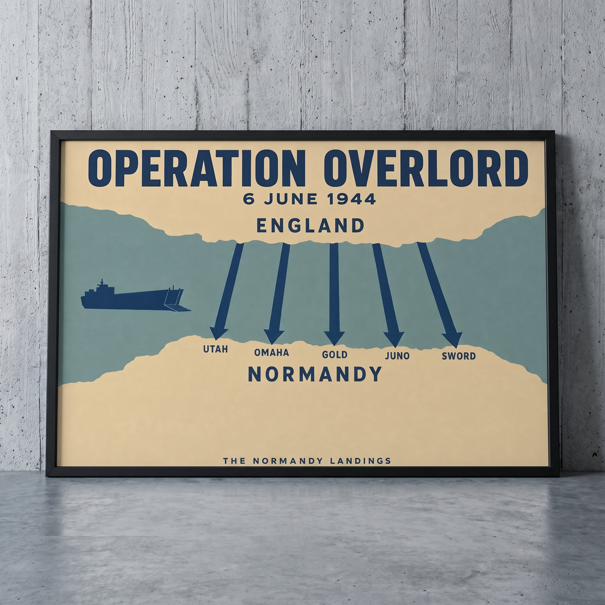 Overlord — Minimalist framed print leaning against a wall