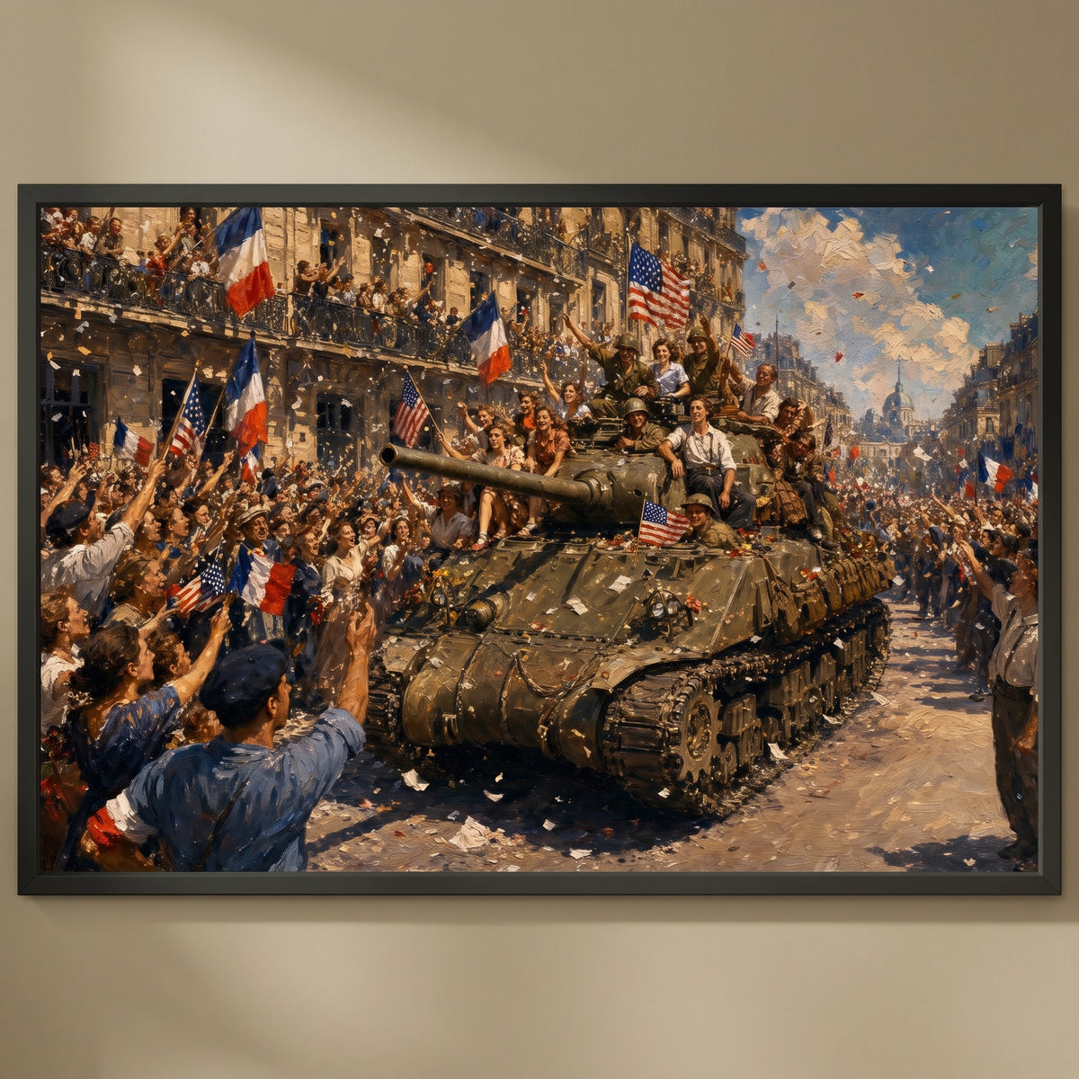 Paris, 25 August 1944 framed print on a plain wall