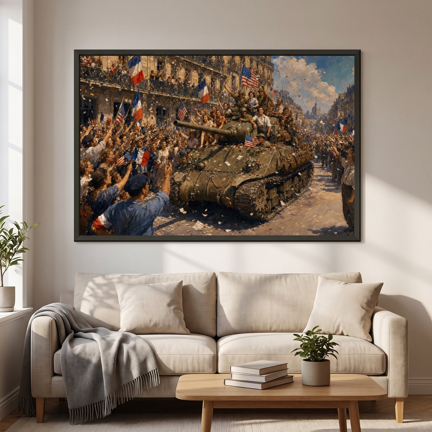 Paris, 25 August 1944 framed print hanging in a home interior