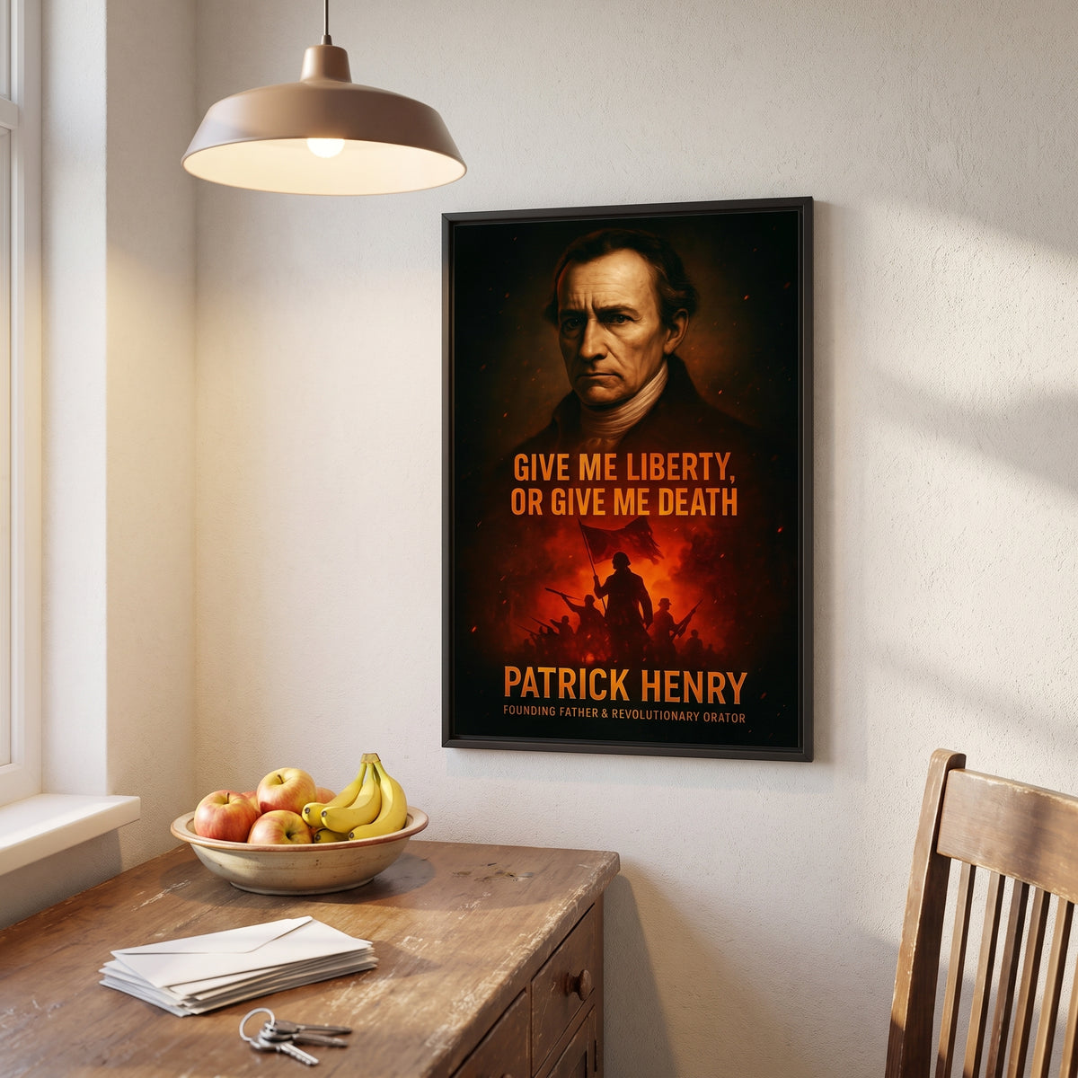 Patrick Henry - Give me Liberty framed print hanging in a home interior