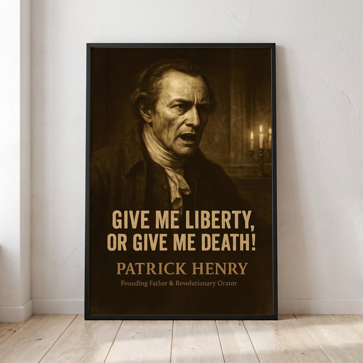 Patrick Henry - Liberty or Death framed print leaning against a wall