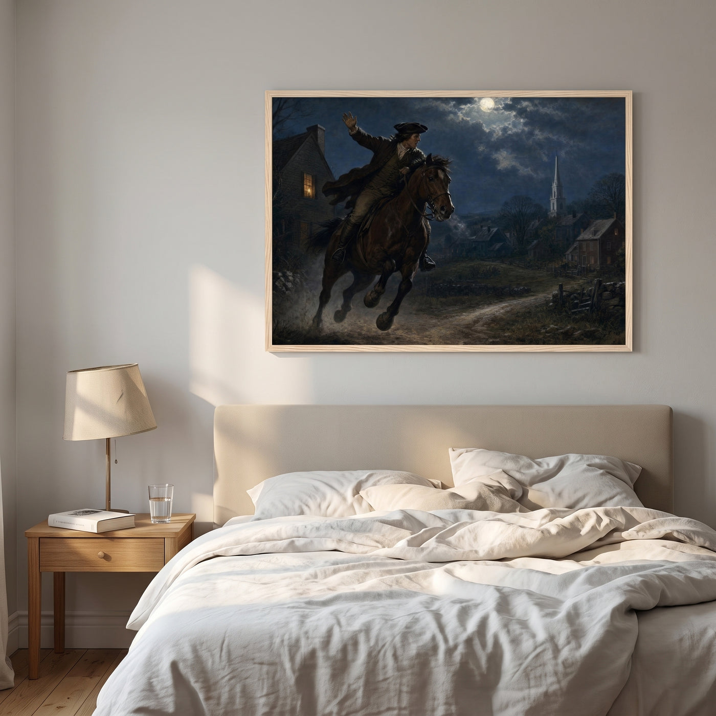 Paul Revere's Midnight Ride framed print hanging in a home interior