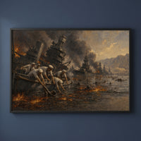 Pearl Harbor, 7 December 1941 framed print on a plain wall