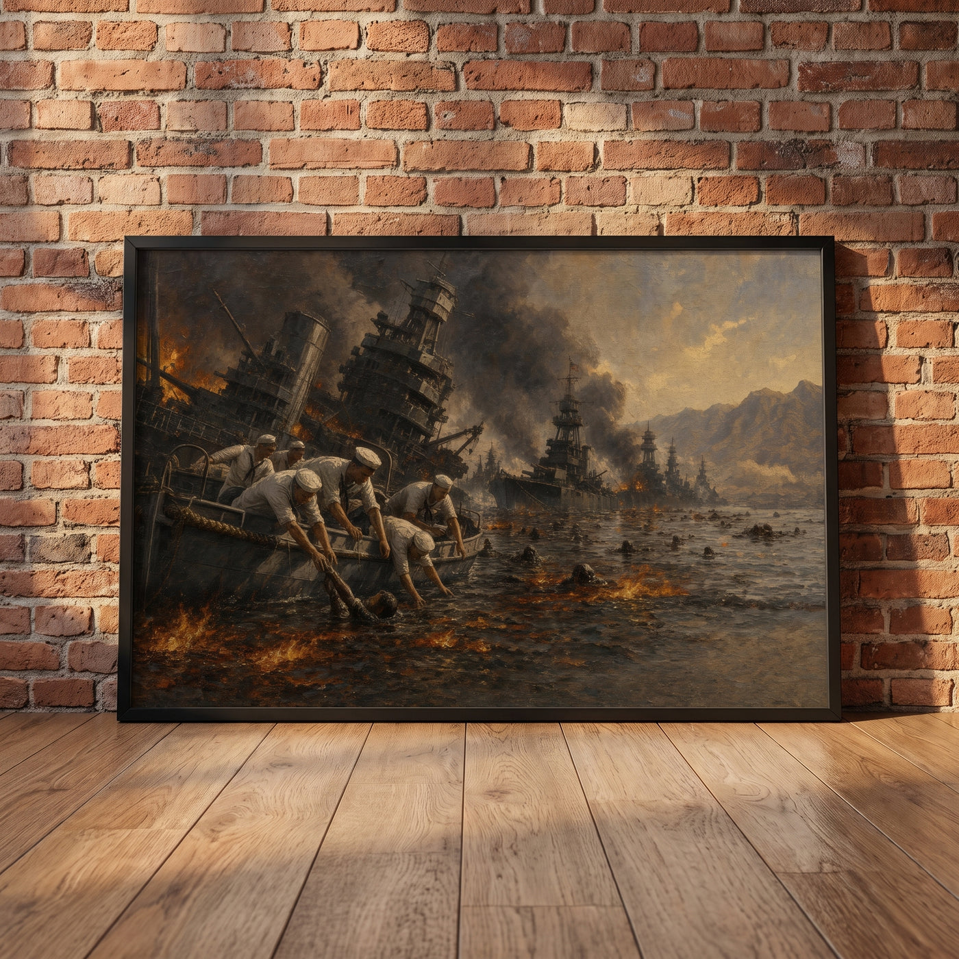 Pearl Harbor, 7 December 1941 framed print leaning against a wall