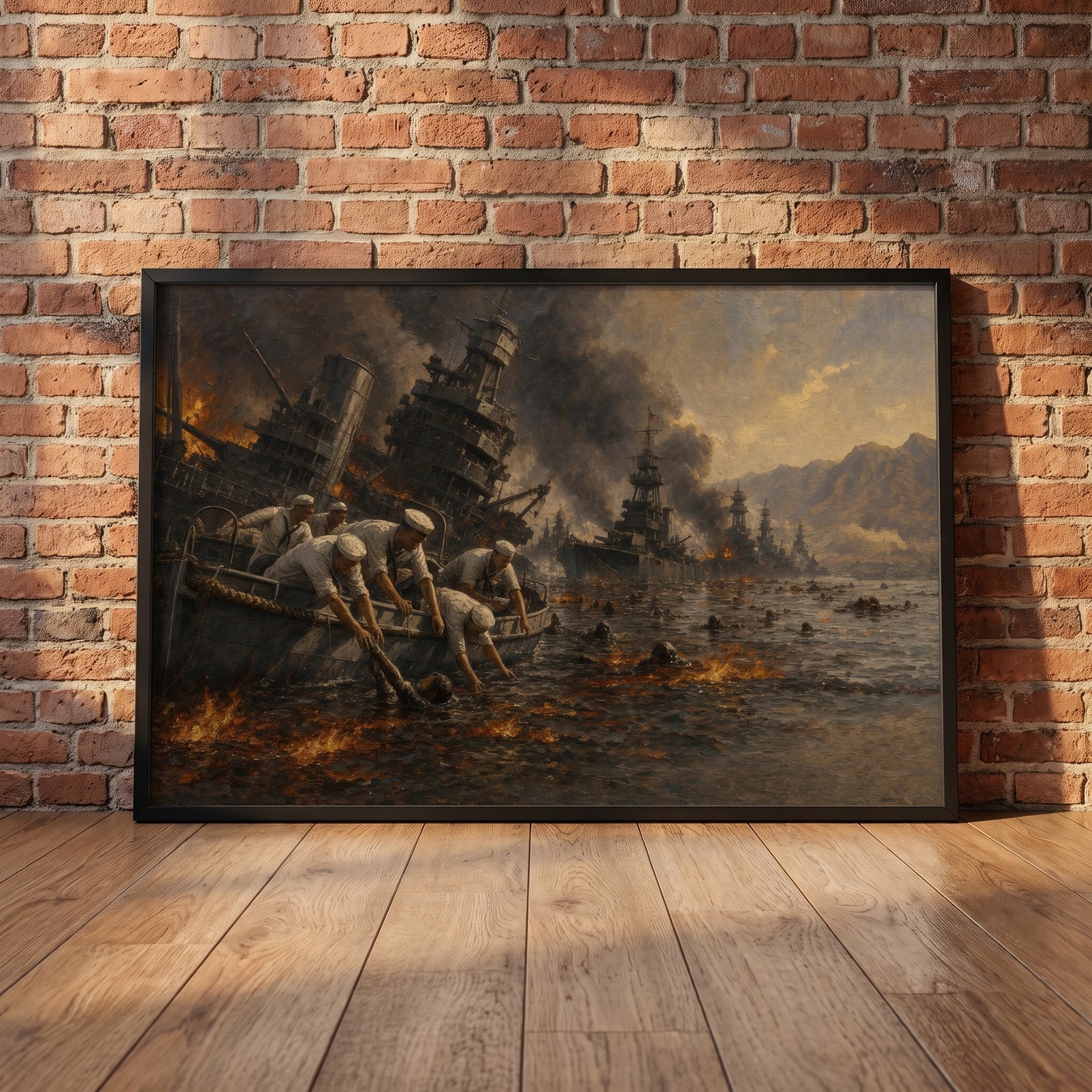 Pearl Harbor, 7 December 1941 framed print leaning against a wall
