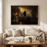 Perry at Lake Erie framed print hanging in a home interior