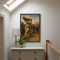 Peter Francisco and the Cannon framed print hanging in a home interior
