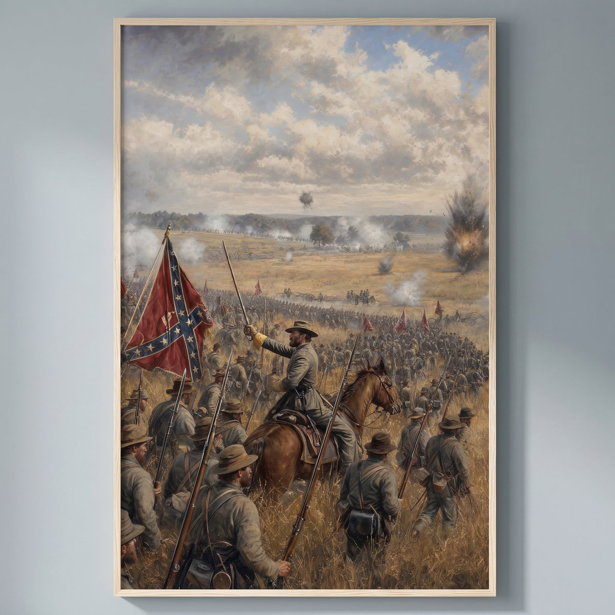 Pickett's Charge framed print on a plain wall