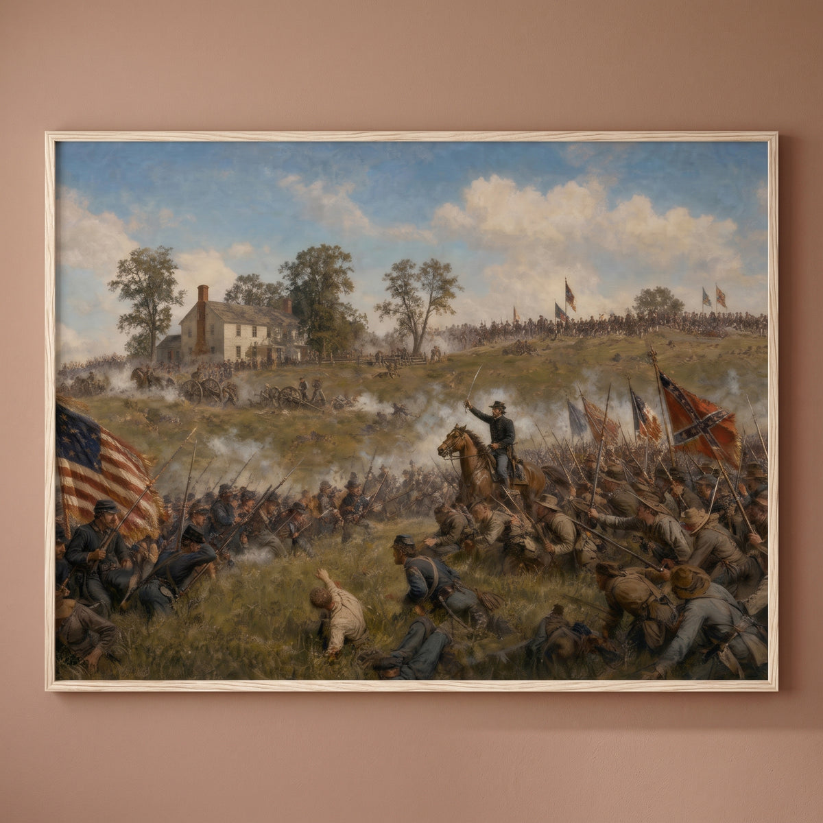 Pickett's Charge — Across the Field framed print on a plain wall