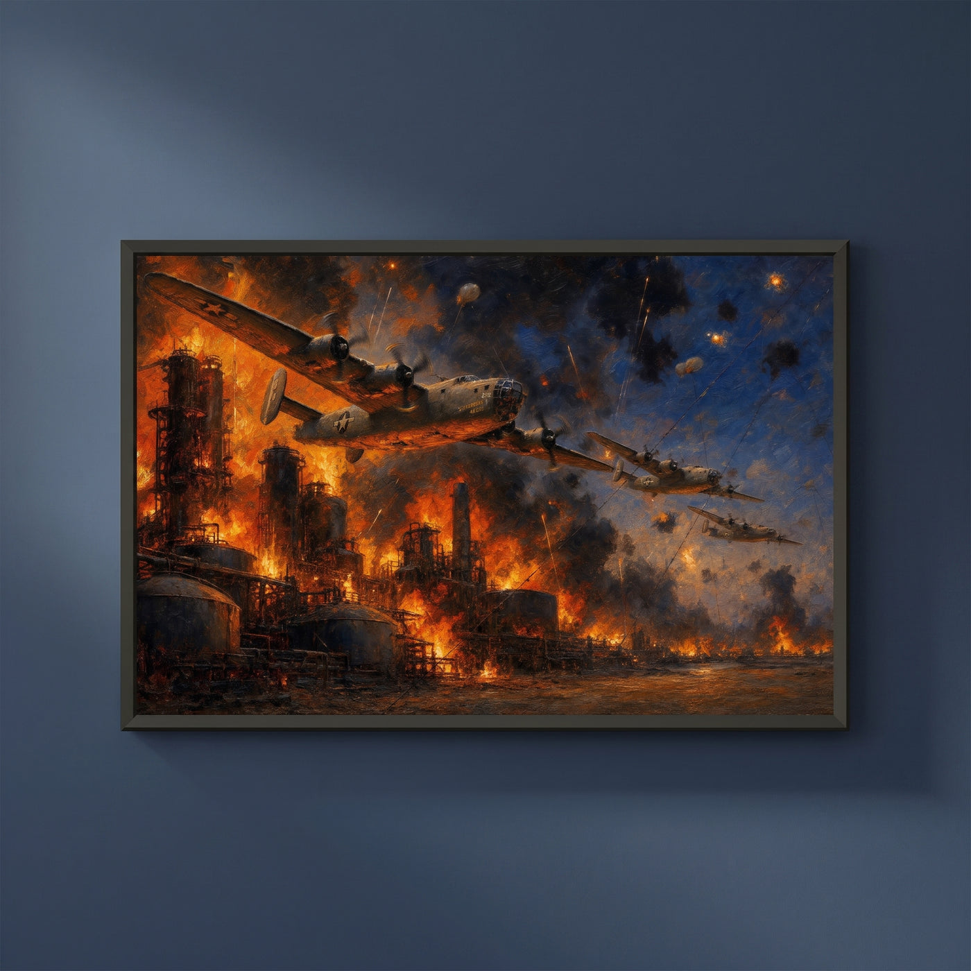 Ploesti, 1 August 1943 framed print on a plain wall