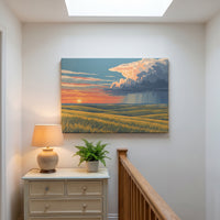 Prairie Evening canvas print hanging in a home interior