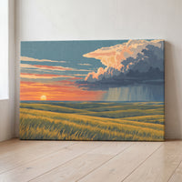 Prairie Evening canvas print leaning against a wall