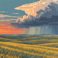 Prairie Evening — close-up of the canvas weave and print detail