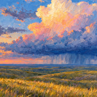 Prairie Storm Light — close-up of the canvas weave and print detail