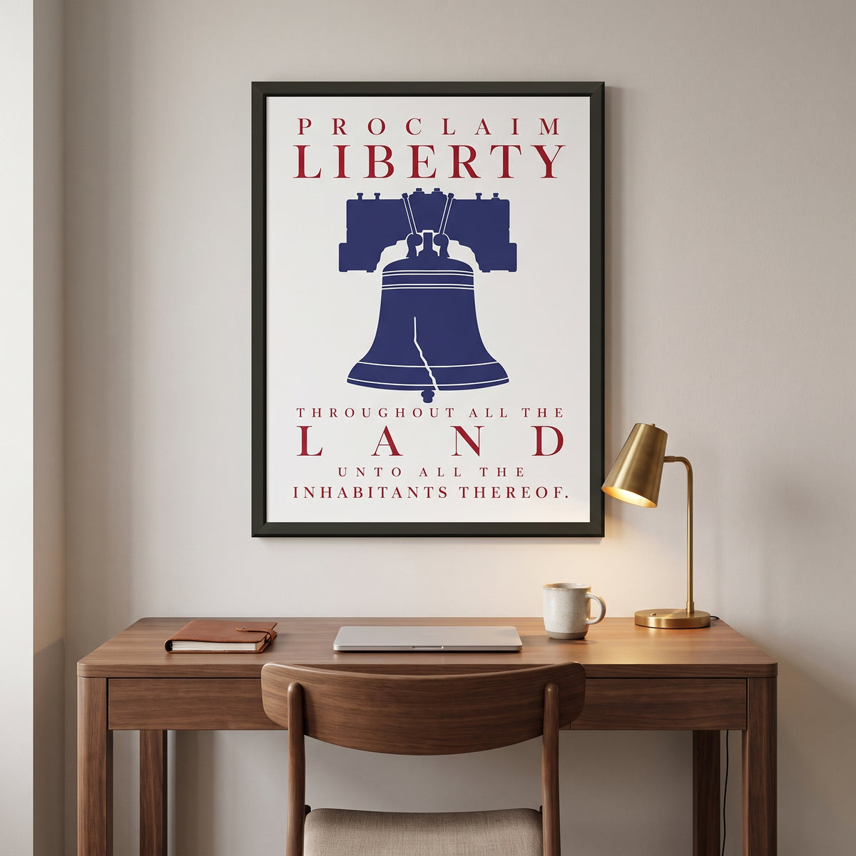 Proclaim Liberty framed print hanging in a home interior