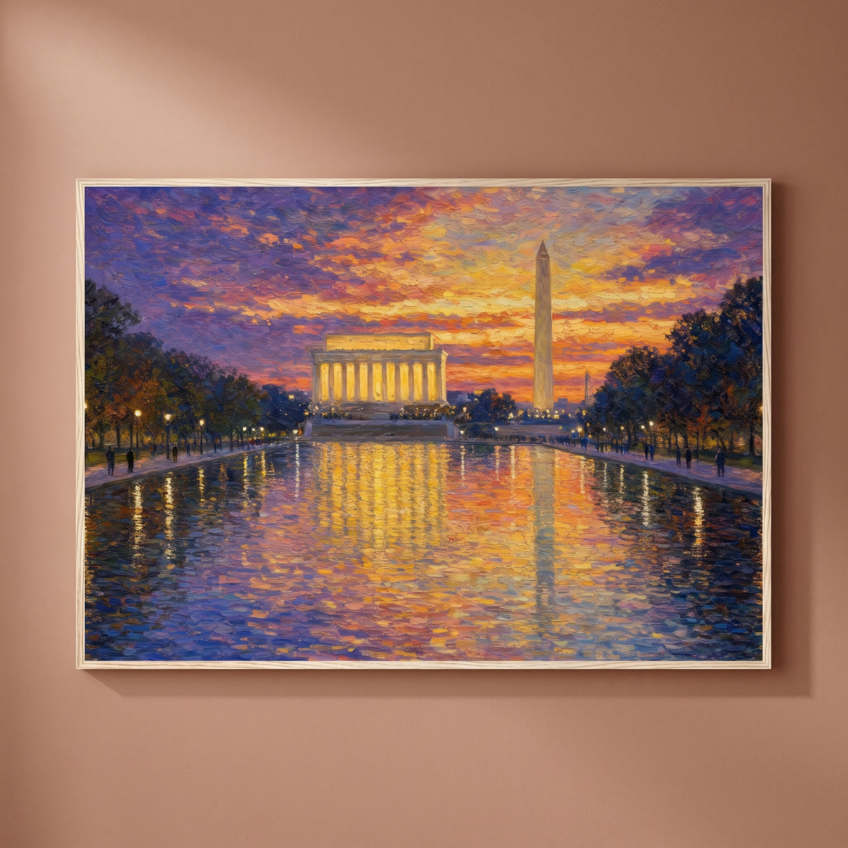 Reflections on a Nation framed print on a plain wall