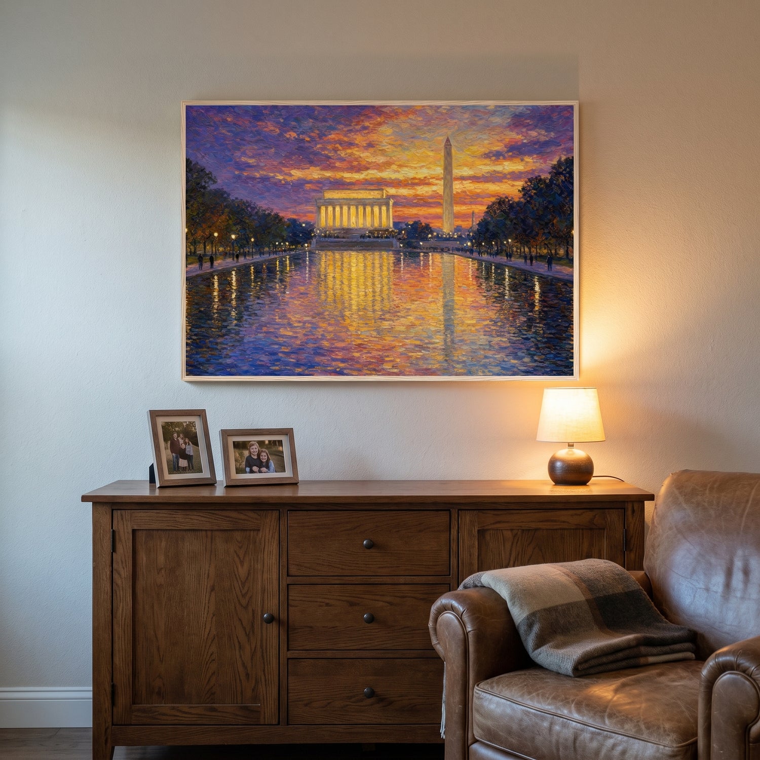 Reflections on a Nation framed print hanging in a home interior