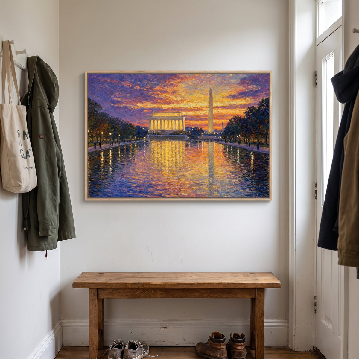 Reflections on a Nation framed print hanging in a home interior