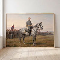 Robert E. Lee on Traveller framed print leaning against a wall