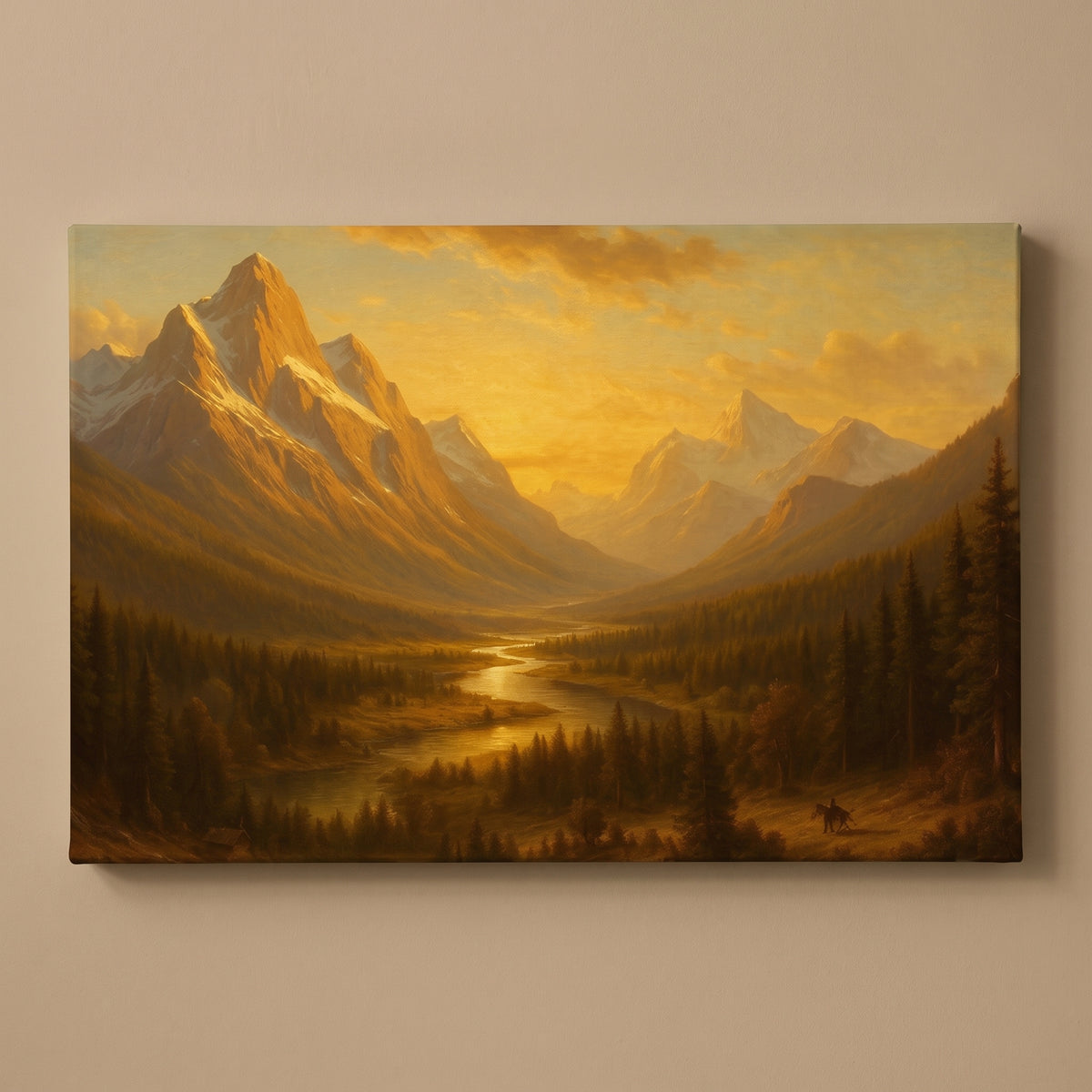 Rocky Mountains in the Distance gallery-wrapped canvas print on a plain wall