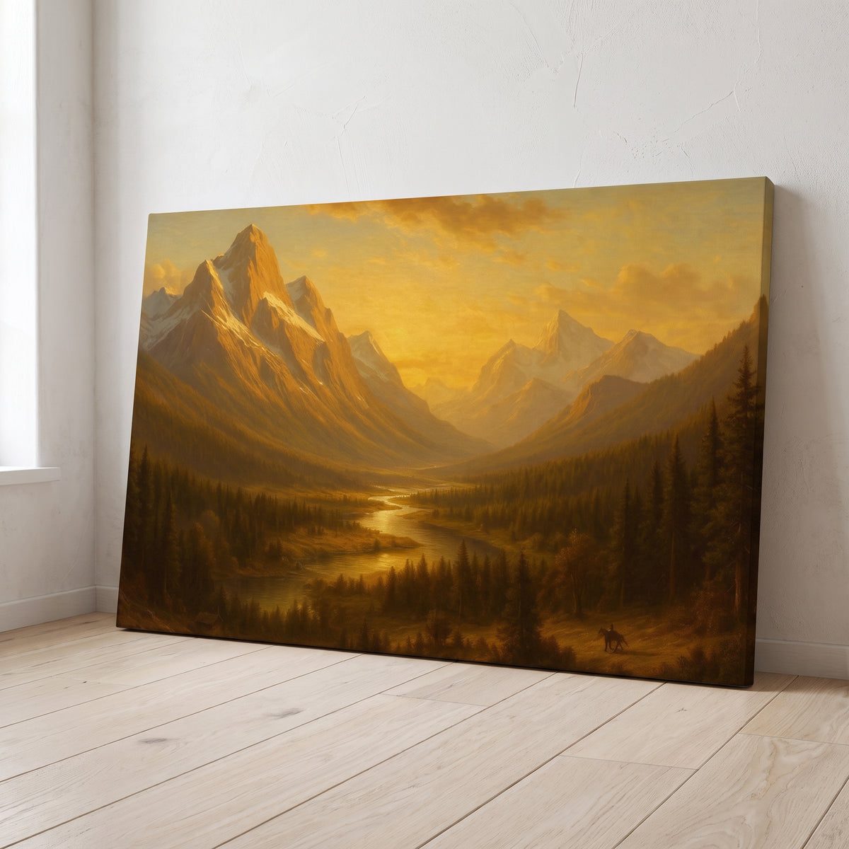 Rocky Mountains in the Distance canvas print leaning against a wall