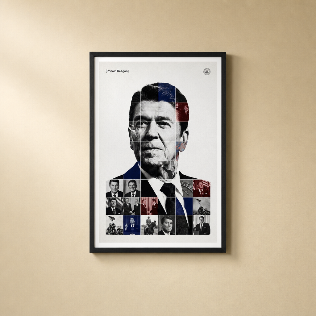 Ronald Reagan — Morning in America framed print on a plain wall
