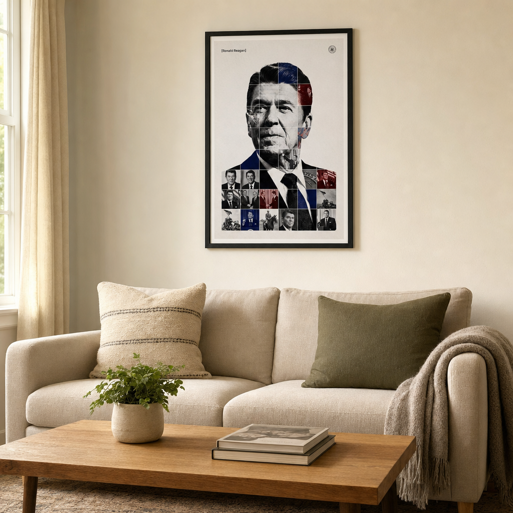 Ronald Reagan — Morning in America framed print hanging in a home interior
