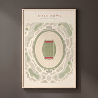 Rose Bowl framed print on a plain wall