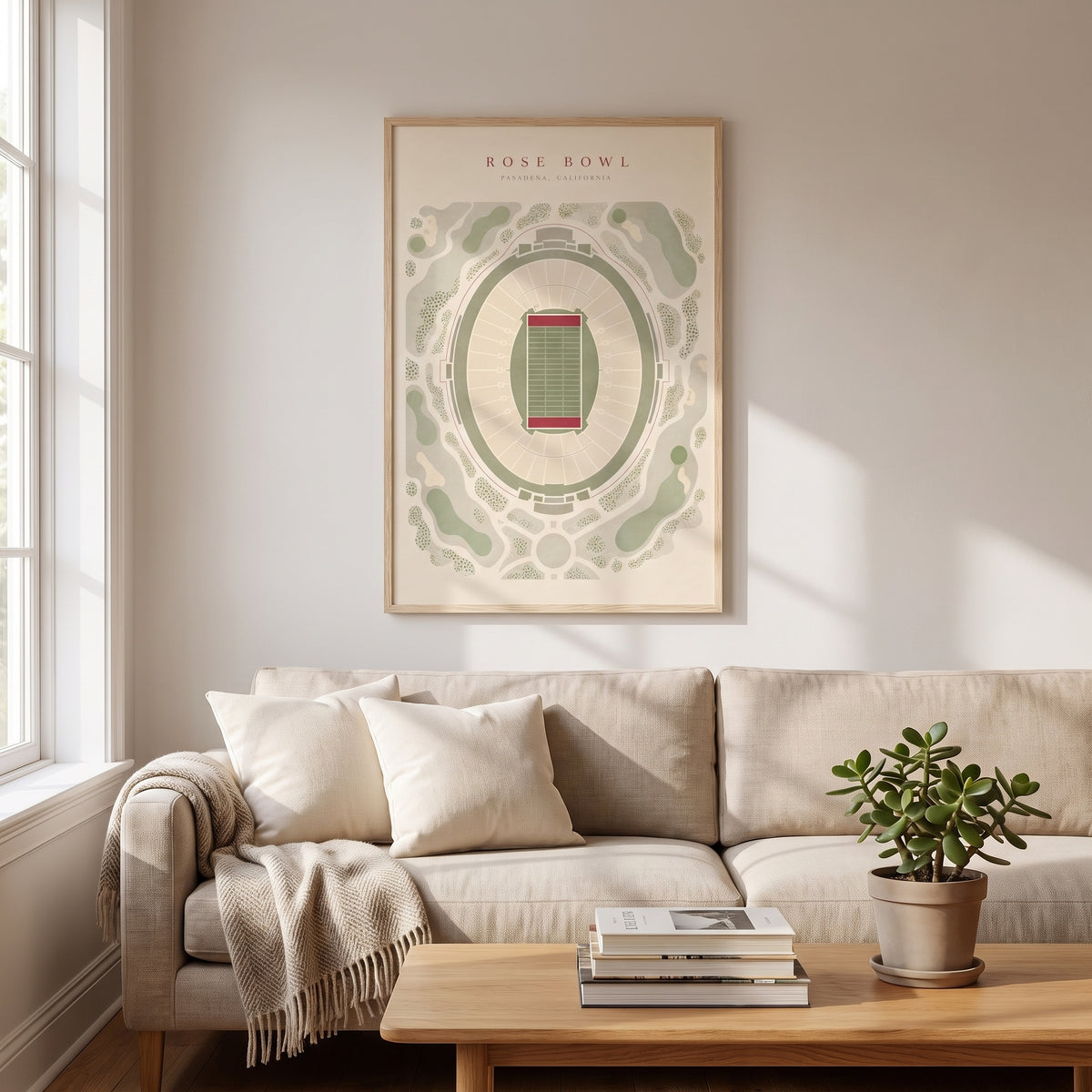 Rose Bowl framed print hanging in a home interior