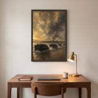 Running In to the Beach framed print hanging in a home interior