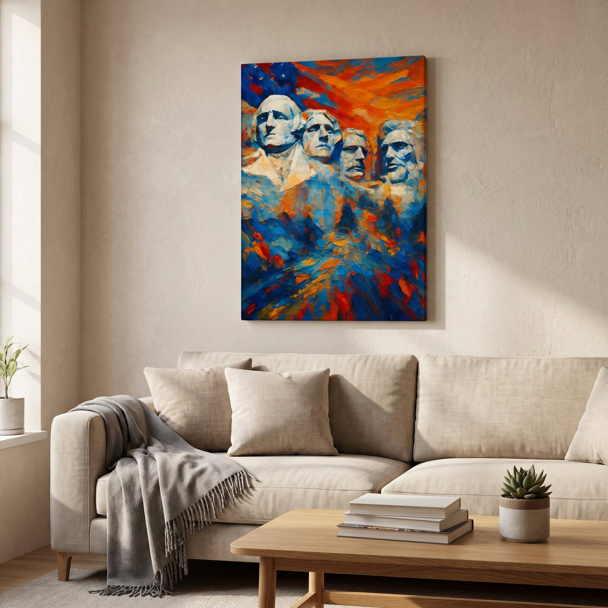 Rushmore Abstraction canvas print hanging in a home interior