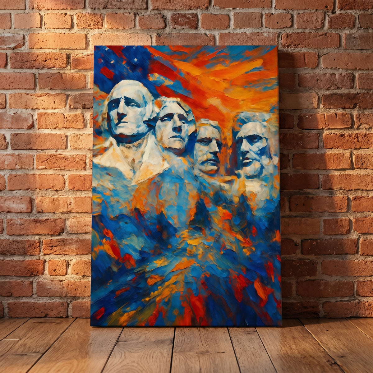 Rushmore Abstraction canvas print leaning against a wall