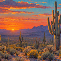 Saguaro Sunset, Arizona — close-up of the canvas weave and print detail