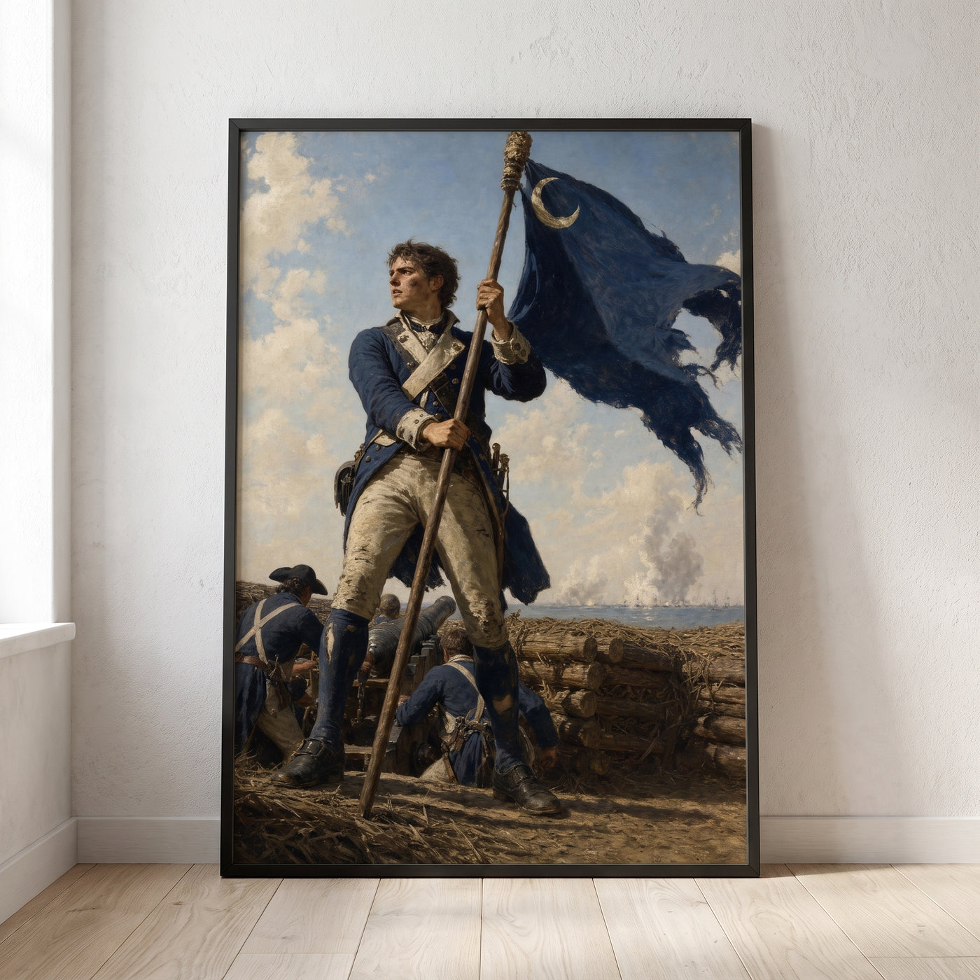 Sergeant Jasper at Fort Moultrie framed print leaning against a wall